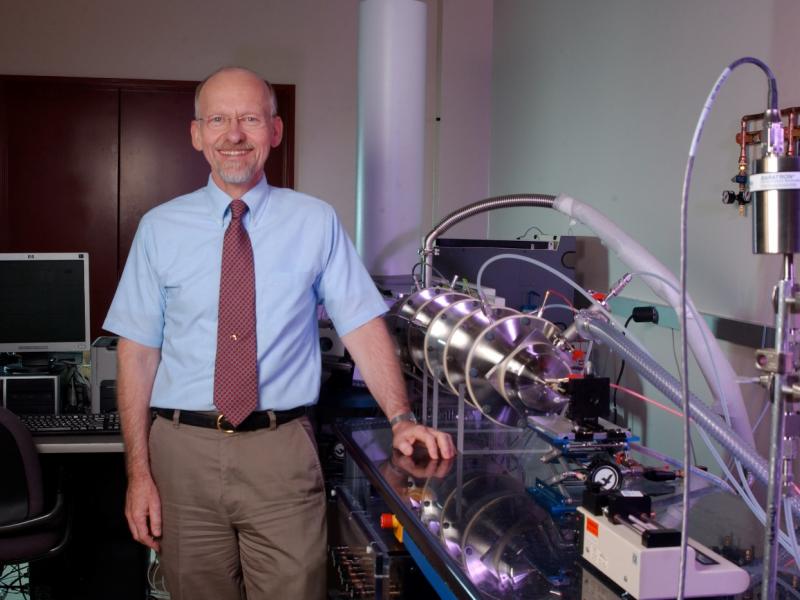 Richard “Dick” Smith with a PNNL ion mobility instrument.