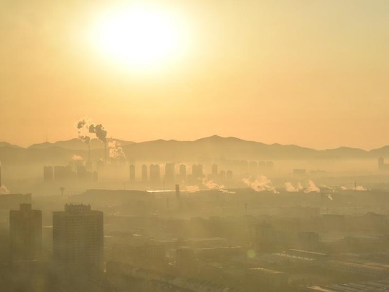 Soot shown over Yantai City, China