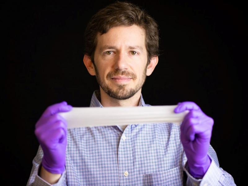 ElastiDry, a superhydrophobic material, developed by researcher Curtis Larimer