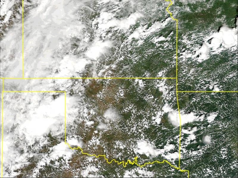 satellite image of clouds over the central part of the United States