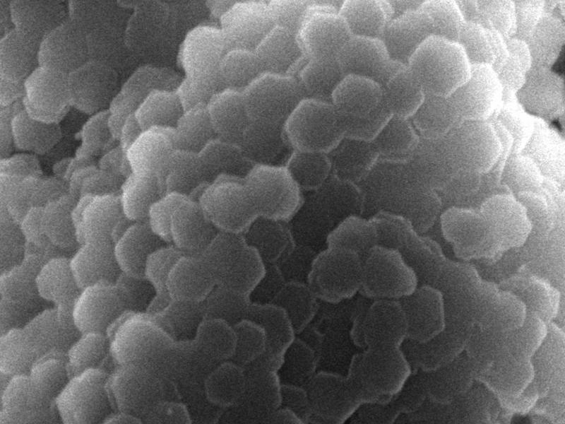 close up TEM of mesocrystal made of nanoplatelets