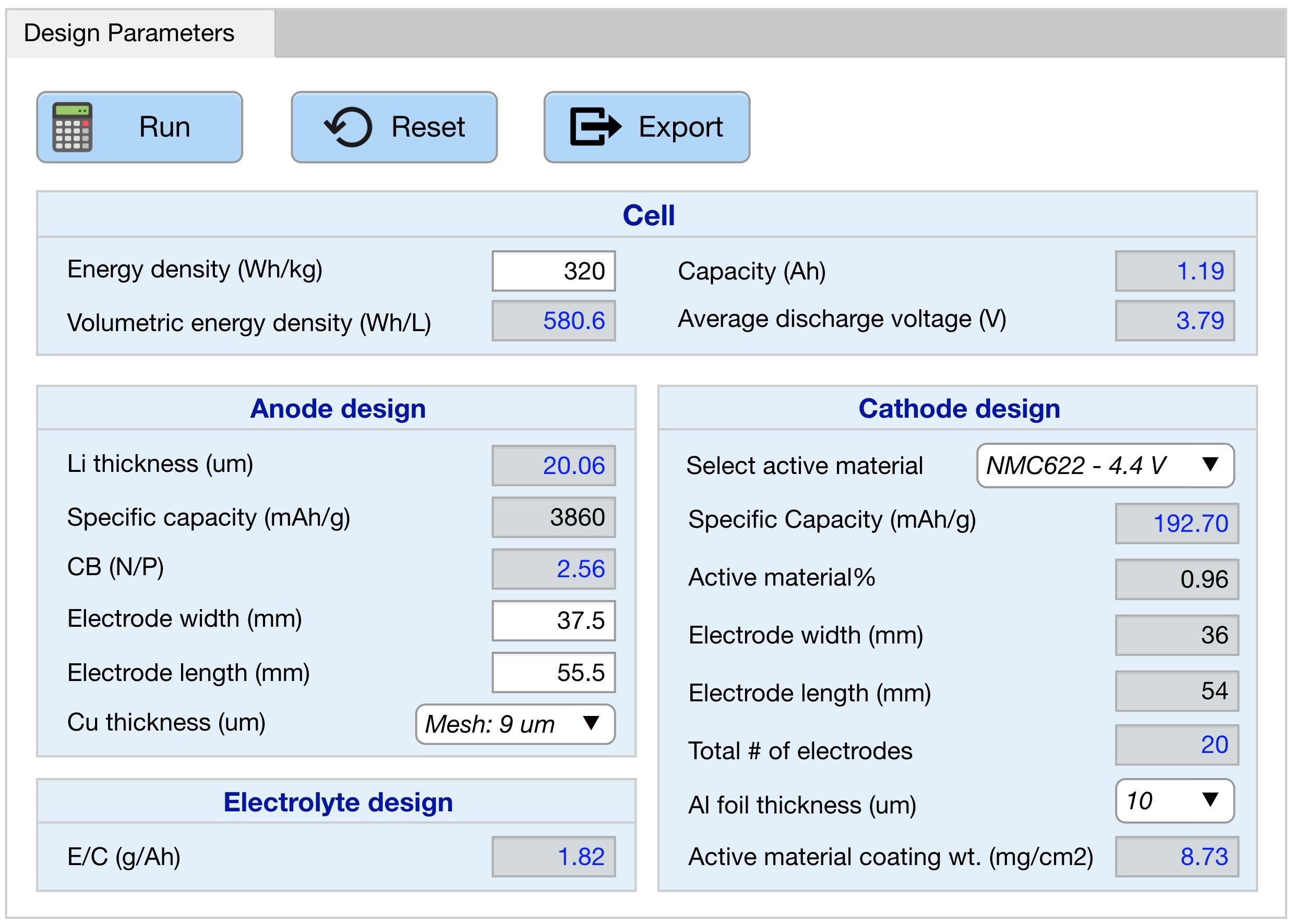 Graphical user interface for battery application
