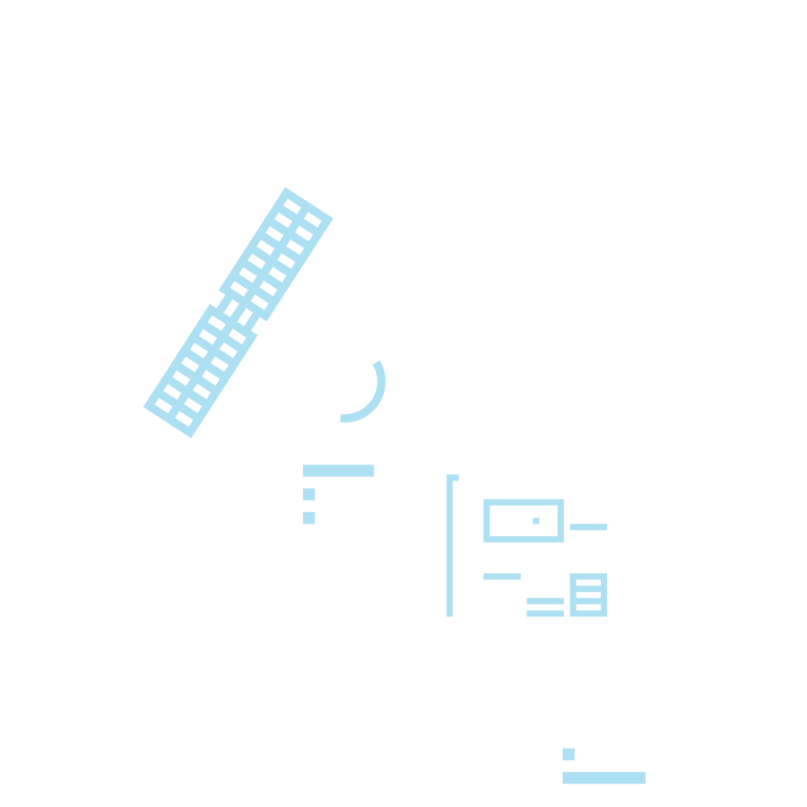 icon of a computer screen showing a newspaper with a satellite above it